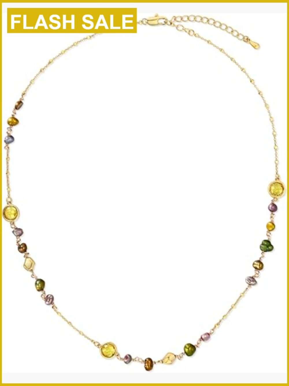 Adjustable Gold Choker Necklace with Beads & Charms